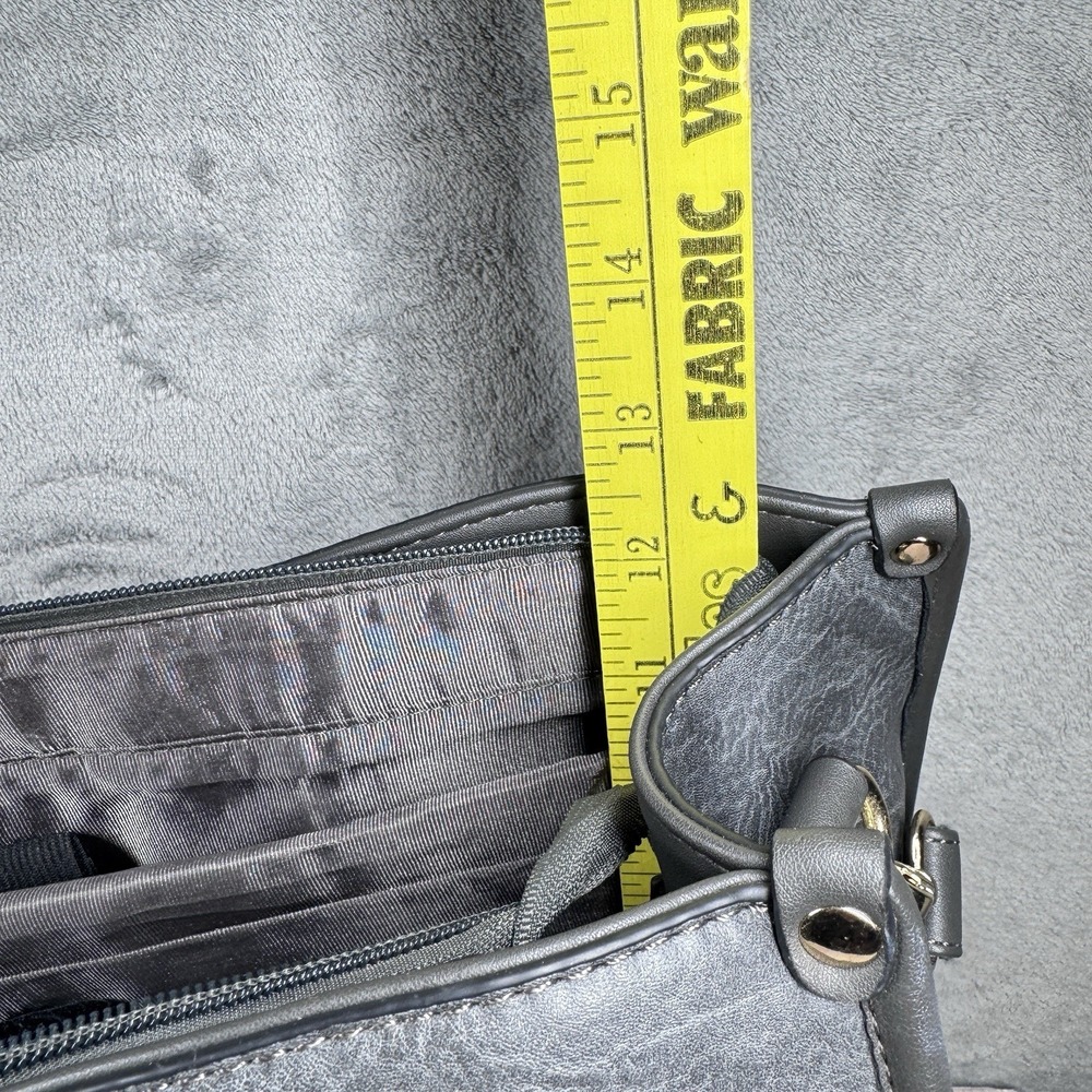 Leather Laptop Tote Bag Gray Womens Work Office Shoulder Bag Large Carryall - Picture 7 of 9